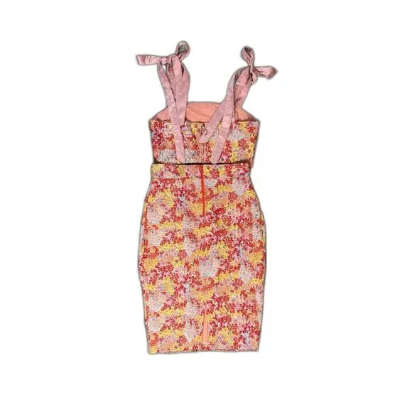 Lulu’s Ellarina Pink Multi Metallic Tie-Strap Two-Piece Midi Dress Set Small - Picture 7 of 12